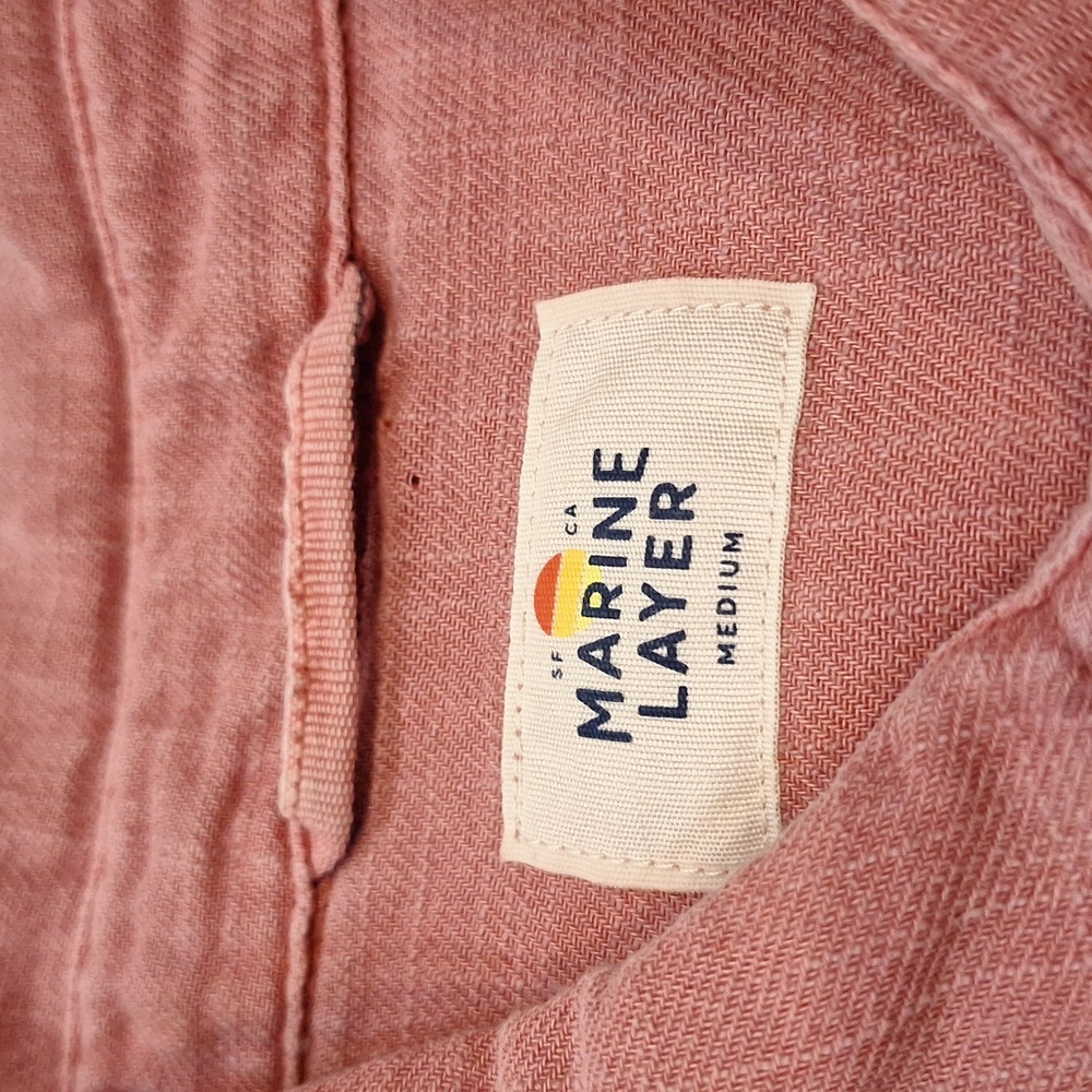 Marine Layer Men's Casual Button‎ Up Shortsleeve Shirt Mauve Sz Medium Pocket - Picture 2 of 7